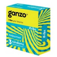 Презервативы "Ganzo Ribs", с ребристой поверхностью, 3 шт.